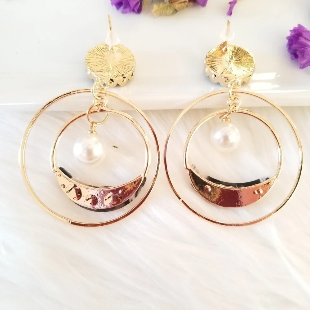 Black hoop stud earrings